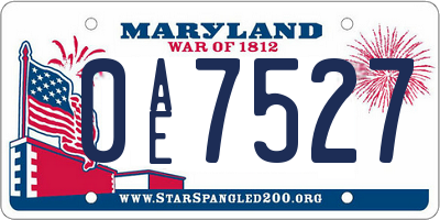 MD license plate 0AE7527