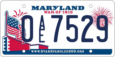 MD license plate 0AE7529