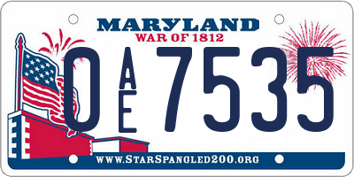 MD license plate 0AE7535