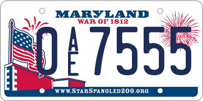 MD license plate 0AE7555