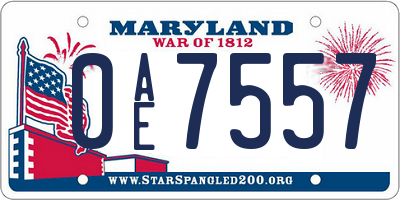 MD license plate 0AE7557