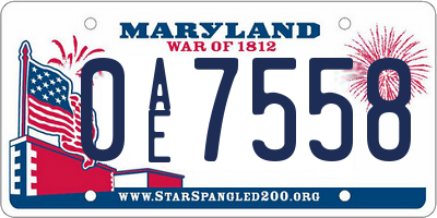 MD license plate 0AE7558