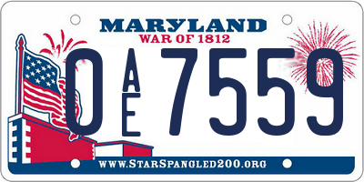 MD license plate 0AE7559