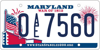 MD license plate 0AE7560