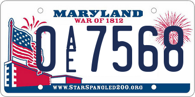 MD license plate 0AE7568