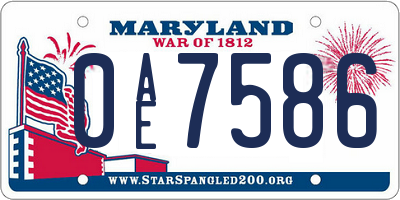 MD license plate 0AE7586