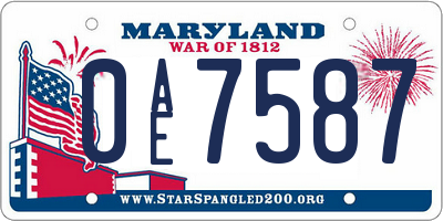 MD license plate 0AE7587
