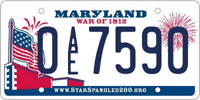 MD license plate 0AE7590