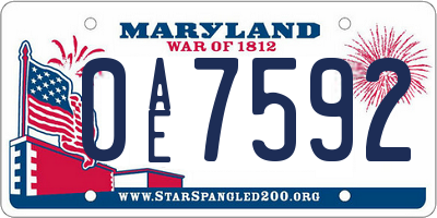MD license plate 0AE7592