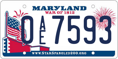 MD license plate 0AE7593