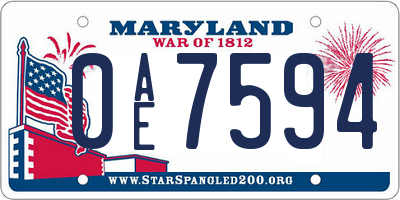 MD license plate 0AE7594