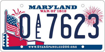MD license plate 0AE7623
