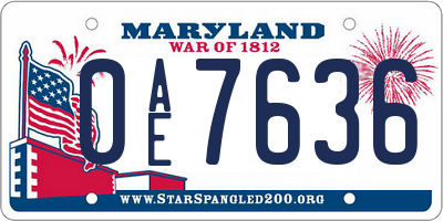 MD license plate 0AE7636