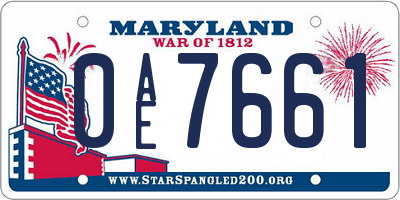 MD license plate 0AE7661