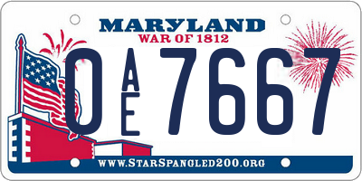 MD license plate 0AE7667