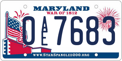MD license plate 0AE7683