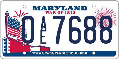 MD license plate 0AE7688