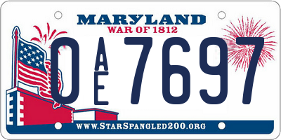 MD license plate 0AE7697