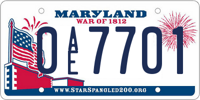 MD license plate 0AE7701