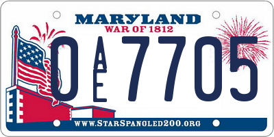 MD license plate 0AE7705