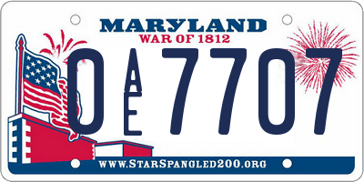 MD license plate 0AE7707