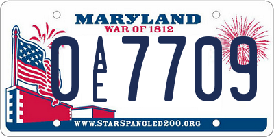 MD license plate 0AE7709