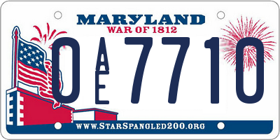 MD license plate 0AE7710
