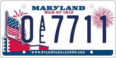 MD license plate 0AE7711