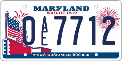 MD license plate 0AE7712
