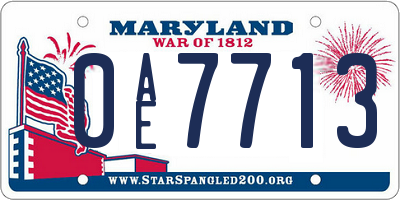 MD license plate 0AE7713