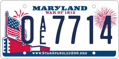 MD license plate 0AE7714