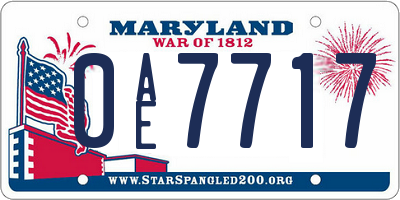 MD license plate 0AE7717