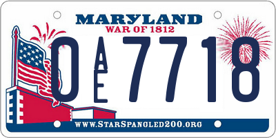 MD license plate 0AE7718