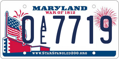 MD license plate 0AE7719