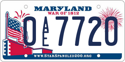 MD license plate 0AE7720