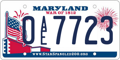 MD license plate 0AE7723
