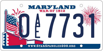 MD license plate 0AE7731