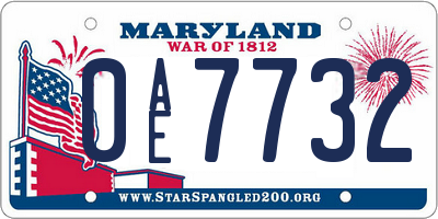 MD license plate 0AE7732