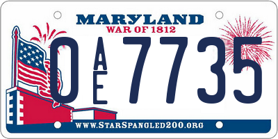 MD license plate 0AE7735