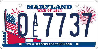 MD license plate 0AE7737
