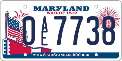 MD license plate 0AE7738
