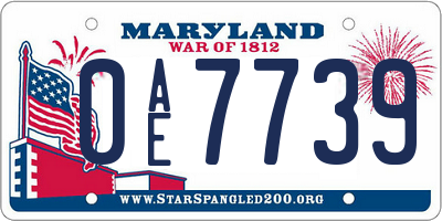 MD license plate 0AE7739