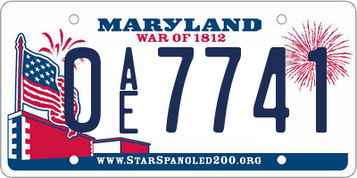 MD license plate 0AE7741