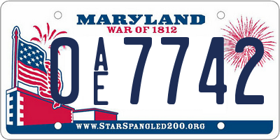 MD license plate 0AE7742