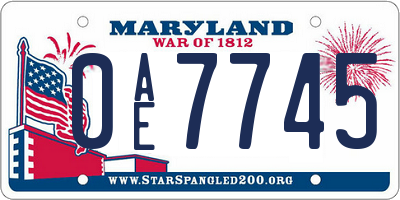 MD license plate 0AE7745