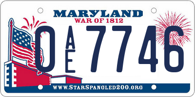 MD license plate 0AE7746