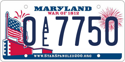 MD license plate 0AE7750