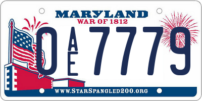 MD license plate 0AE7779