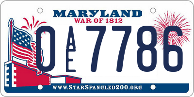 MD license plate 0AE7786