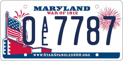 MD license plate 0AE7787